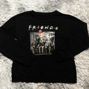 SHEIN Black 'FRIENDS' Graphic Sweatshirt with Photo Print and Red Balloon